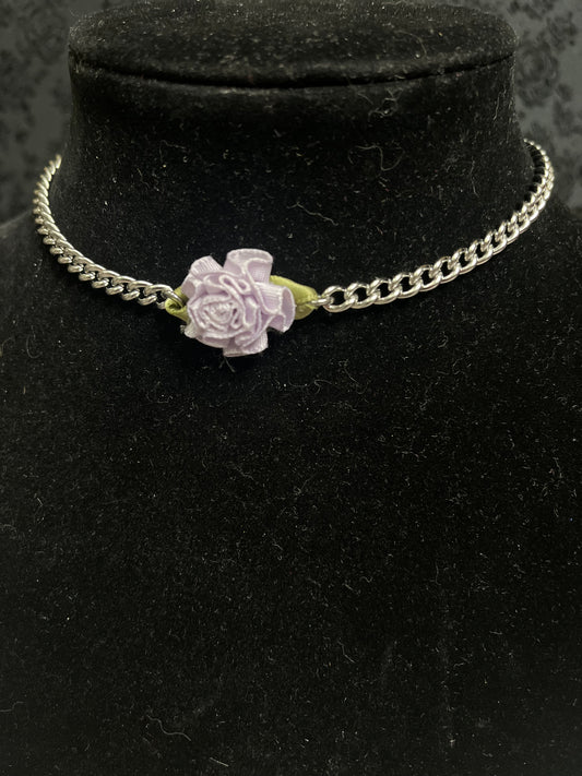 Purple rosette choker