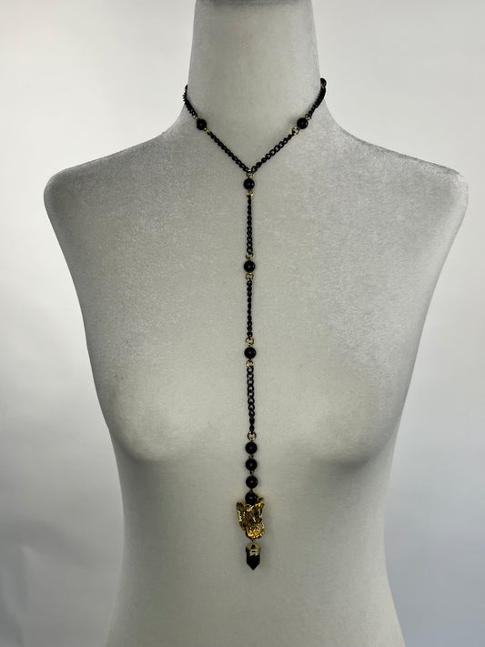 Black Onyx Gold Dragon Choker