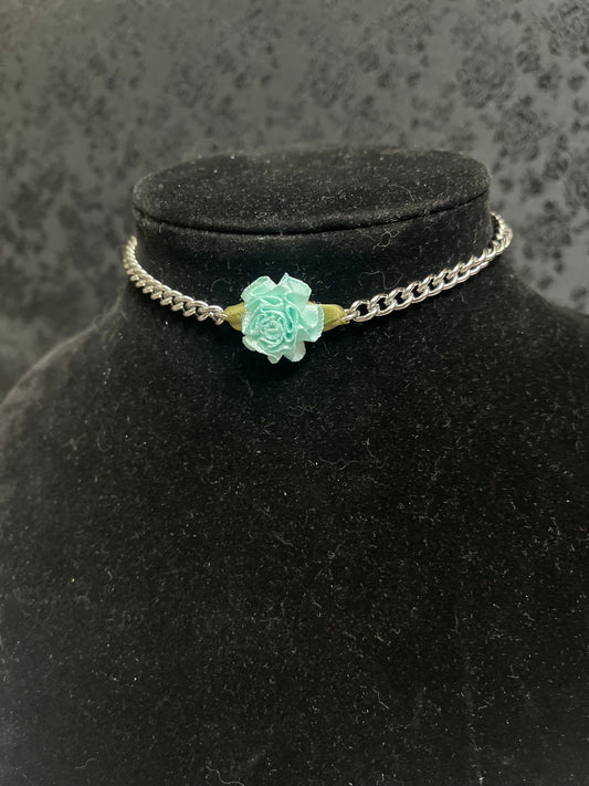 Mint green rosette choker