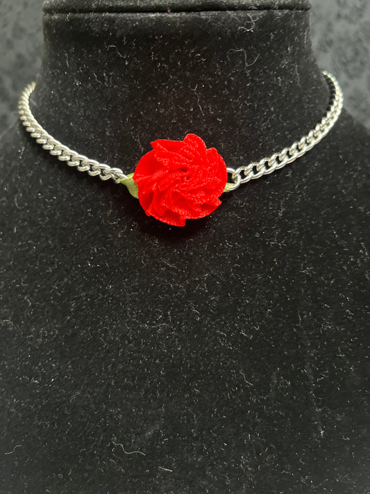 Red rosette choker