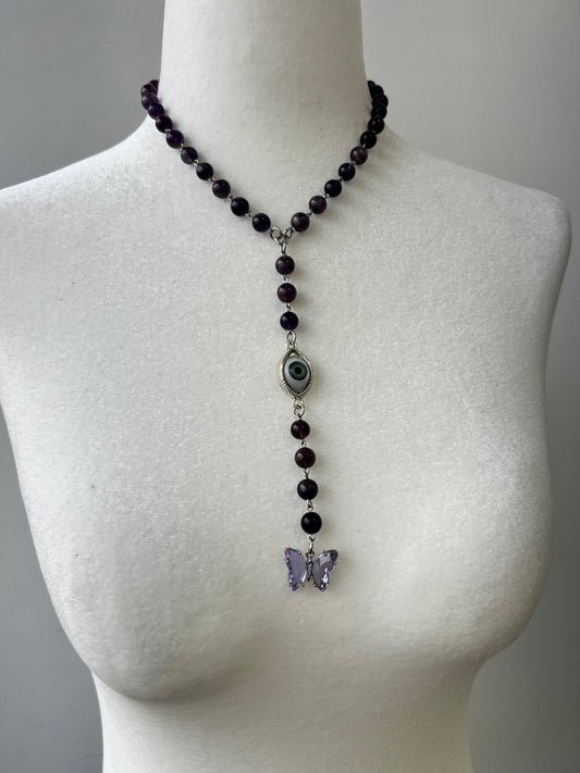 Amethyst Butterfly Eye Rosary