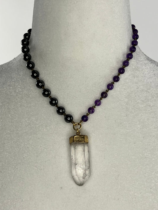 Hematite/Amethyst Gold Quartz Choker