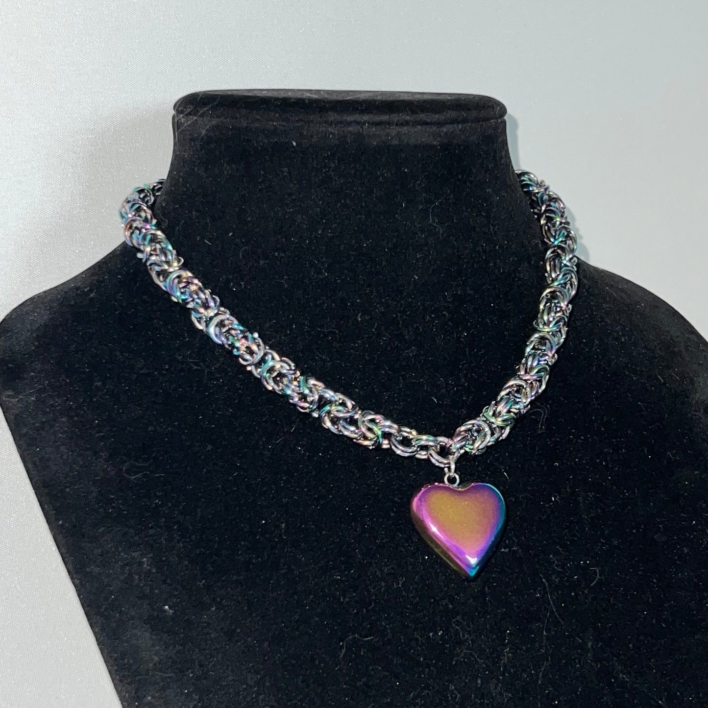 Multicolor Heart Byzantine Choker